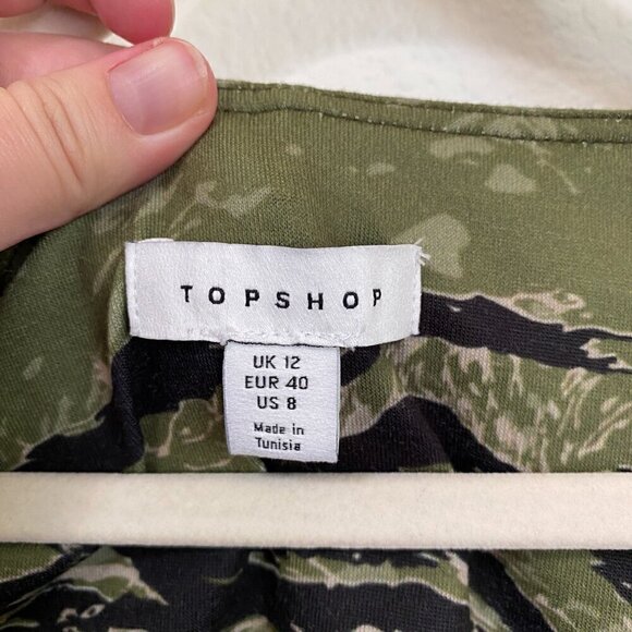 Topshop Camouflage Print Twist Front Jersey Flip Dress - Green - Picture 6 of 8